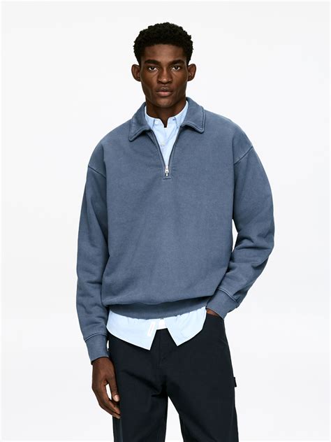 Polo demi-zippé – Bleu délavé – Homme – ARKET FR