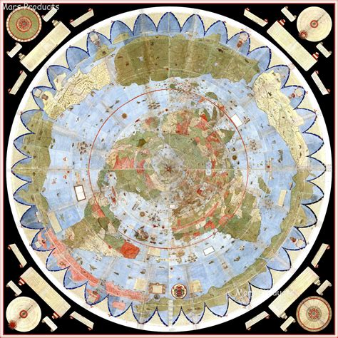 Flat Earth Map of the World 1587 Urbano Monte Poster Art Globe 16x16 ...