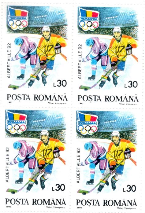 Romania Winter Olympic Games Block Of 4 Stamps – Banknotecoinstamp