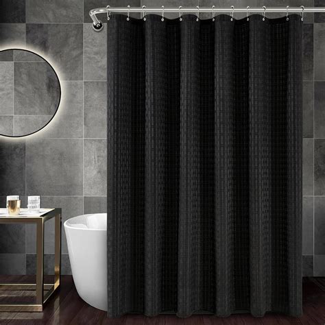 Amazon.com: PANGSINNE Black Shower Curtain 230GSM Heavy Duty Bathroom ...