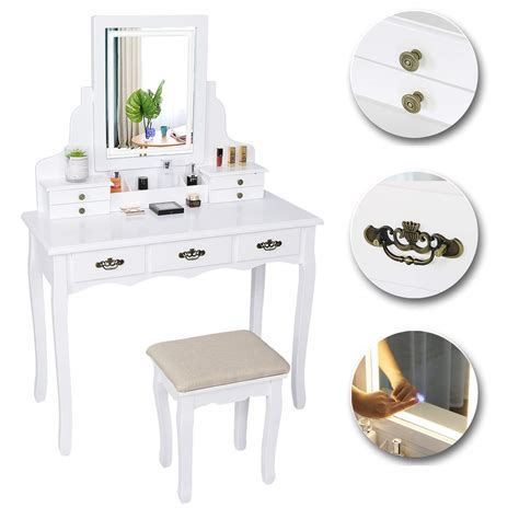Buy ARTETHYS Dressing Table, Vanity Makeup Table Set with Adjustable ...
