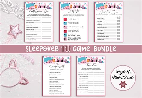 10 Sleepover Games Bundle, Sleepover Party Games, Slumber Party Games ...