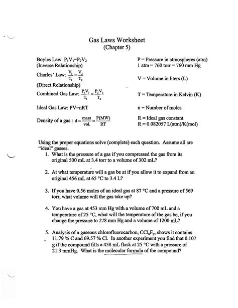 Image result for Gas Laws Practice Worksheet