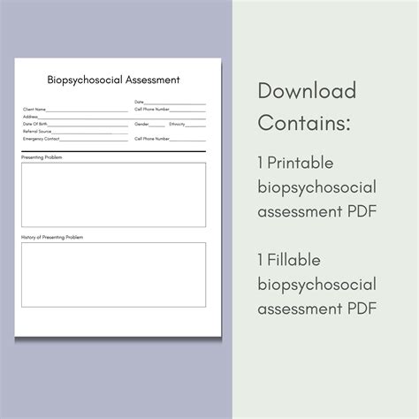 Biopsychosocial Assessment Template Mental Health - prntbl ...