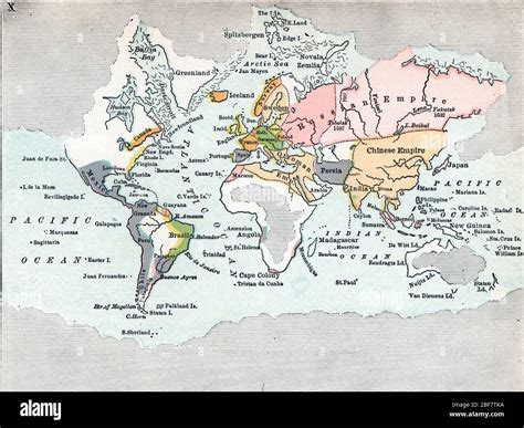 Carte geographique du monde tel qu'il etait connu en 1700 (Map of the ...