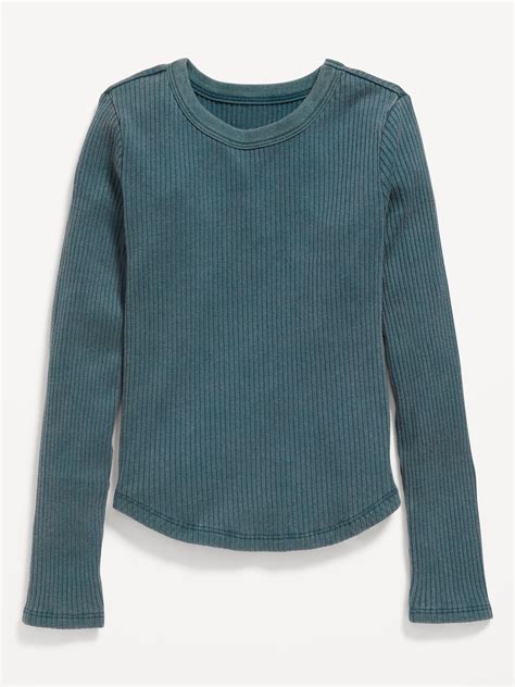 Long-Sleeve Ribbed T-Shirt for Girls | Old Navy