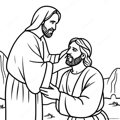 Jesus Heals The Blind Man Coloring Page