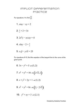 Image result for Implicit Differentiation Practice Problems