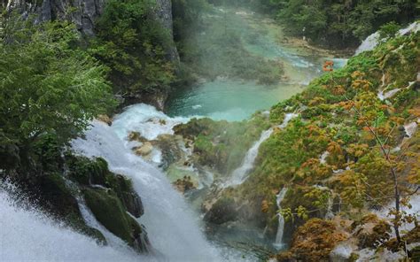 Download wallpaper 1920x1200 waterfall, rocks, trees, cliff, landscape ...