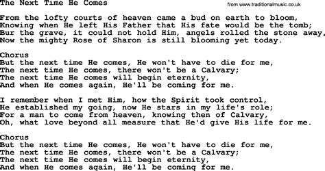 Baptist Hymnal, Christian Song: The Next Time He Comes- lyrics with PDF ...