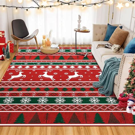 Amazon.com: GlowSol Christmas Rug 8x10 Area Rug Boho Christmas Rug ...