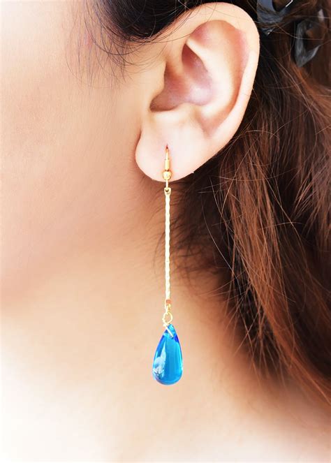 Get Long Gold Chain With Blue Tear Dropl Earrings at ₹ 390 | LBB Shop