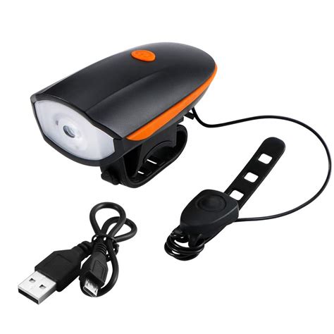 ALLOMN Bright Bike Light with Horn Set Bicycle Headlight Waterproof USB ...