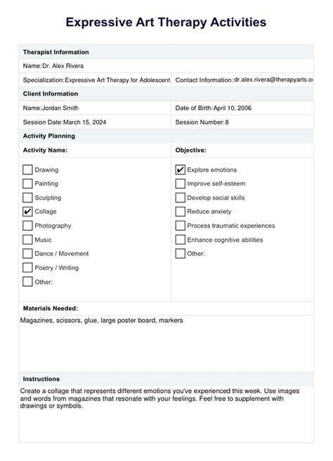 Expressive Art Therapy Activities PDF & Example | Free PDF Download