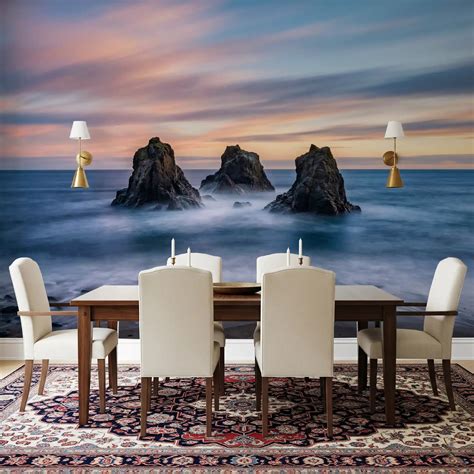 Ethereal Ocean Rocks at Sunset Wall Mural with Coast View