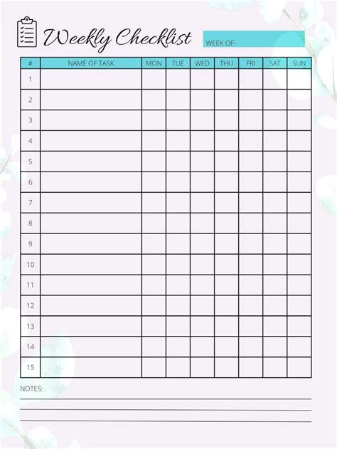 Free Printable Weekly Checklist 的图像结果