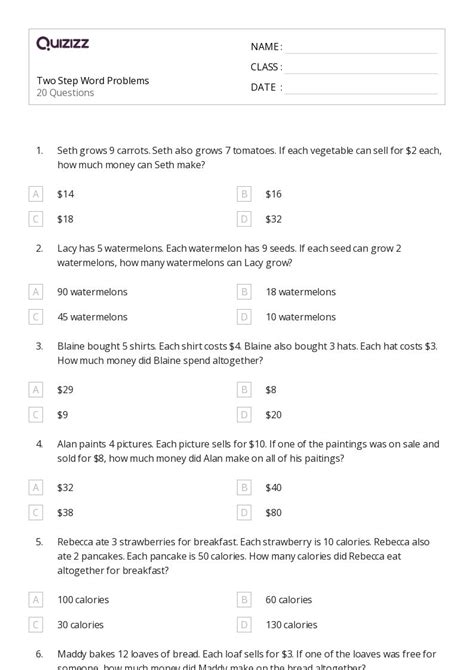 Image result for Example of 2 Step Word Problems