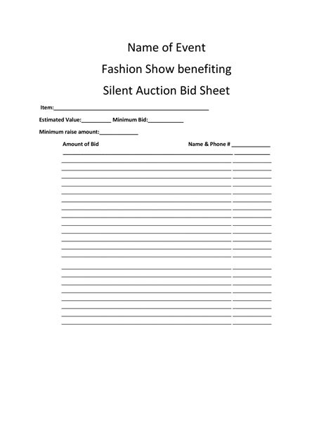 40+ Silent Auction Bid Sheet Templates [Word, Excel] - Template Lab