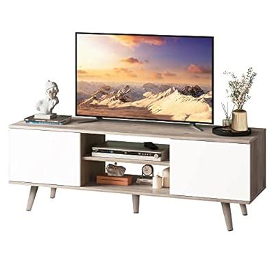 Buy WLIVE White TV Stand for 55 60 inch TV, Entertainment Center Media ...