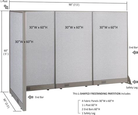 Buy GOF Freestanding L Shaped Office Partition, Large Fabric Room ...