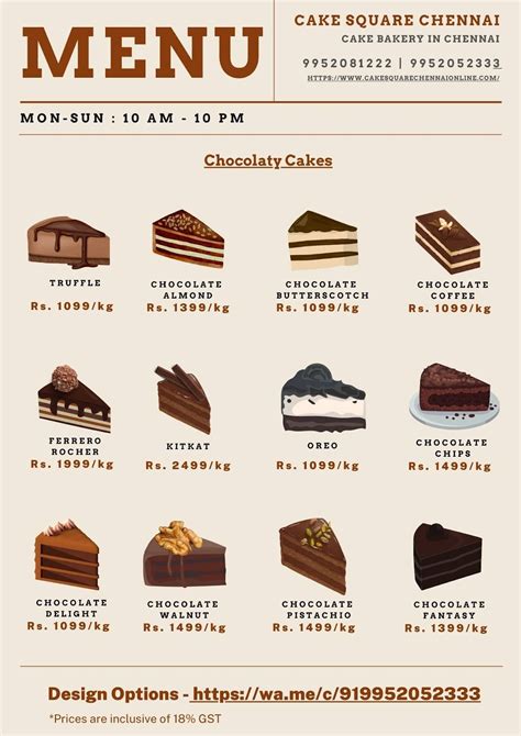 Menu at Cake Square Camp Road-Cake Shop & Birthday Cake, Chennai