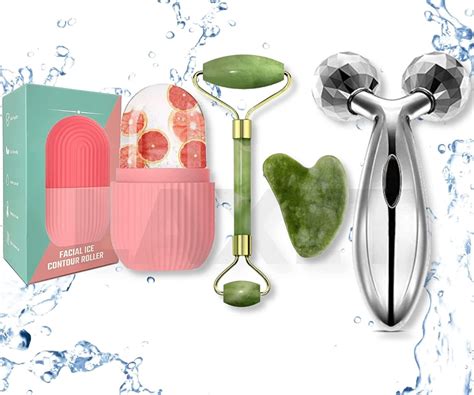 AHCS Face Stone Roller Massager with Gua Sha Jade Stone,Ice Roller and ...