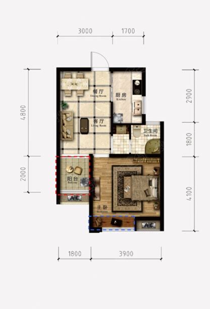 70平米两室一厅现代简约装修效果图 – 设计本装修效果图