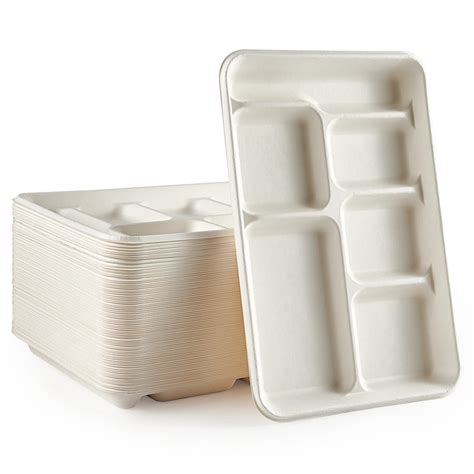 Buy Vplus 100% Compostable 6 Compartment Plates, 90 Pack Compartment ...