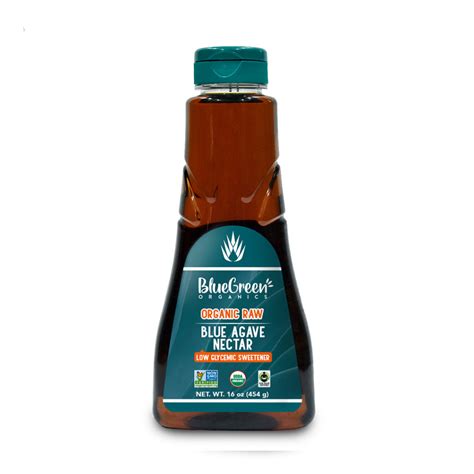 Organic Raw Blue Agave Nectar 6-Pack (16 oz each bottle) - Blue Green