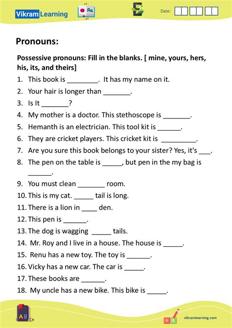 Nouns, Personal Pronouns, Possessive Pronouns and Possessive ...
