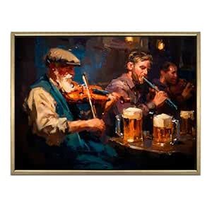 PAPER PLANE DESIGN Dublin Pub Performance with Fiddler – Golden Framed ...