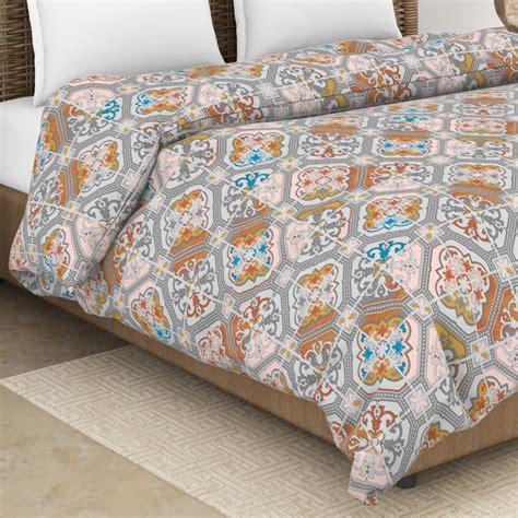 Buy Spaces Adonia Grey Printed Cotton King Size Quilt - 224X270Cm from ...