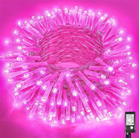 200 LED Pink String Lights, 66ft Pink Christmas Lights Outdoor ...