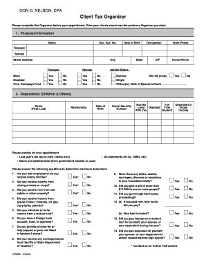 Client Tax Organizer - Fill and Sign Printable Template Online