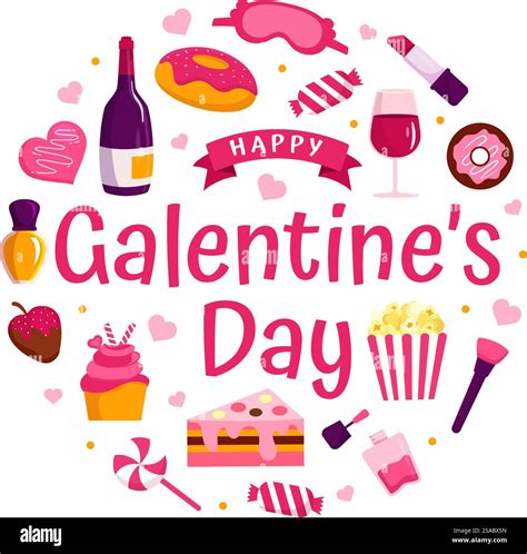 Happy Galentine’s Day Vector Illustration on February 13th with Celebrating Women Friendship for ...