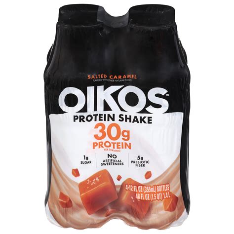 Oikos Salted Caramel Protein Shake 4 - 12 fl oz Bottles - 3 Pack ...