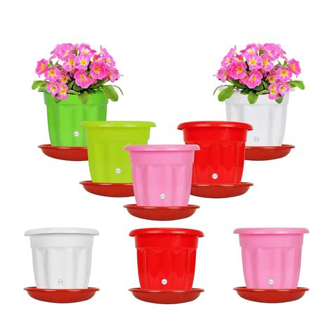 Kraft Seeds Plastic Garden Flower Pots, 10 Inch - Multicolour, 8 Pieces ...