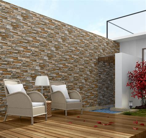 TL 00079 A Tan Brown 2 ft x 1 ft Stacked Stone Punch Finish Vitrified ...