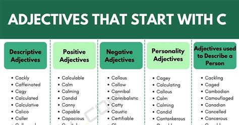 1000+ Adjectives that Start with C (C Adjectives in English) • 7ESL