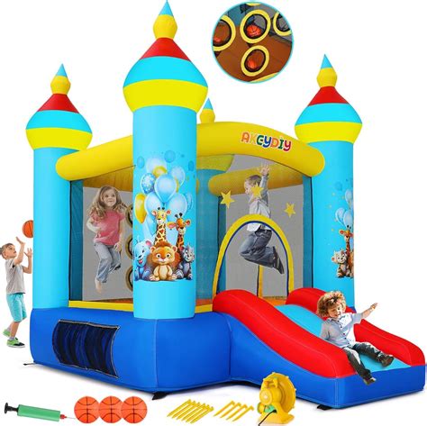 Amazon.com: AKEYDIY Bounce House, Outdoor Indoor Fun Bouncy House with Blower, Tropical Jungle ...