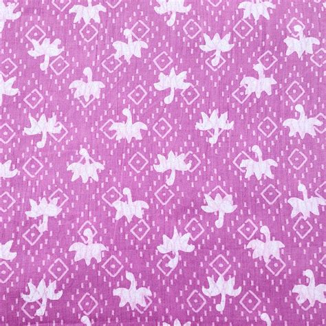 Pure Cotton Light Magenta With White Self Design And Flower Motif Scre ...