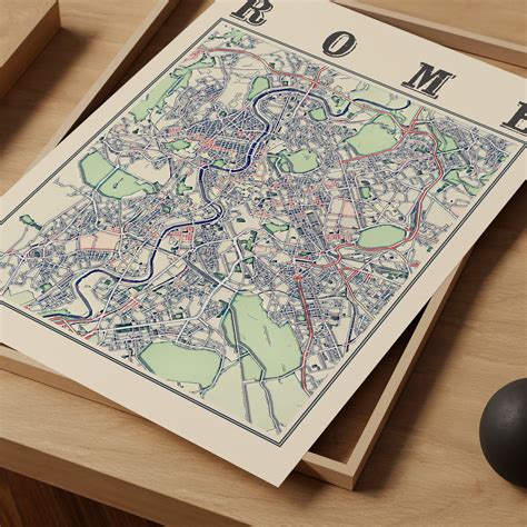Antique Rome Map Poster of Rome Italy Classic Map of Rome Print of Rome ...