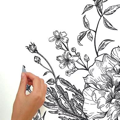 RoomMates Black And White Peony Wall Decals