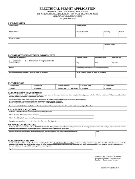 2011-2026 Form MI Electrical Permit Application - Ogemaw County - Fill ...