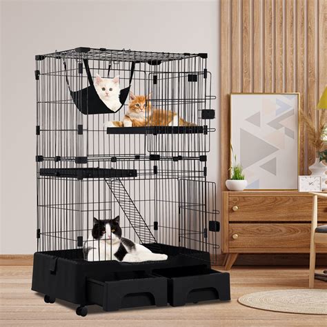 YRLLENSDAN 52 Large Cat Cage with Litter Box Inside, | Ubuy India