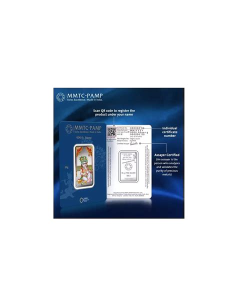 MMTC PAMP Laddoo Gopal Colored Silver Bar of 50 Gram in 999.9 Purity