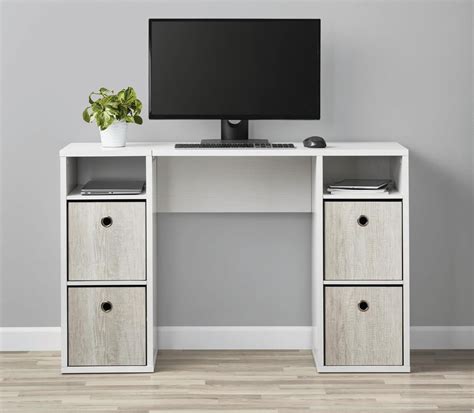 Mainstays 4-Cube Storage Desk, White Grain - Walmart.com