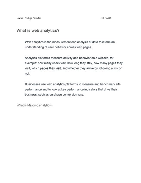 Exp1 07 - Name :Rutuja Biradar roll no: What is web analytics? Web ...