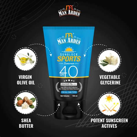 Buy MAN ARDEN SUN BLOCK SPORTS SUNSCREEN SPF 40 UVA/UVB PA+++ HIGH UVA ...