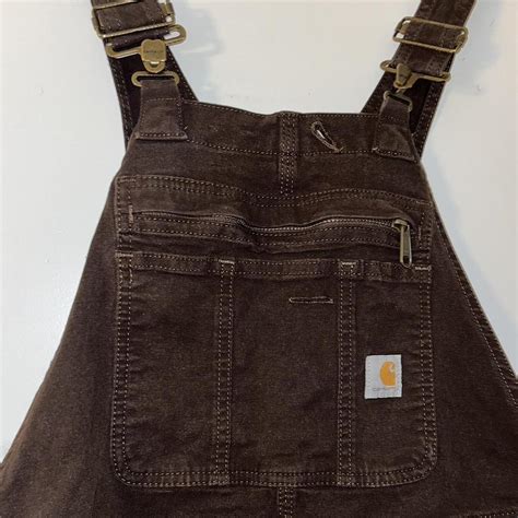 women’s brown carhartt overalls. great condition!... - Depop